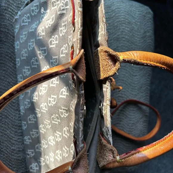 Dooney & Bourke Monogrammed Gray and Brown Tote - Picture 6 of 9